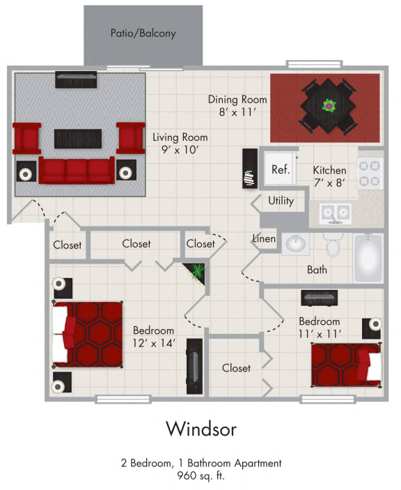 Floor Plans of Cambridge Square Flint Apartments in Flint MI