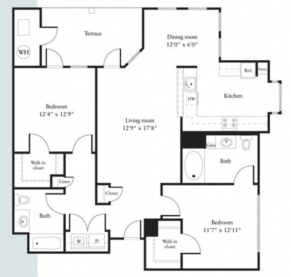 Floor Plans 1, 2, 3 bedroom apartments Reading Commons