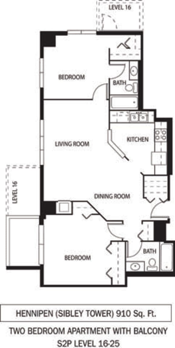 Galtier Towers Hennepin Floor Plan Galtier Towers Apartments in Lowertown, St. Paul, MN 2 Bedroom 2 Bath Apartment