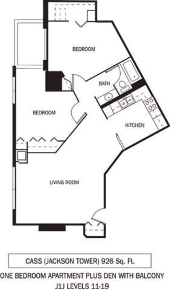 Galtier Towers Cass Floor Plan Galtier Towers Apartments in Lowertown, St. Paul, MN 1 Bedroom 1 Bath Apartment
