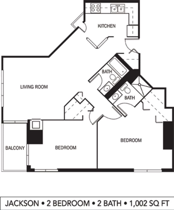 Galtier Towers Jackson Floor Plan Galtier Towers Apartments in Lowertown, St. Paul, MN 2 Bedroom 2 Bath Apartment