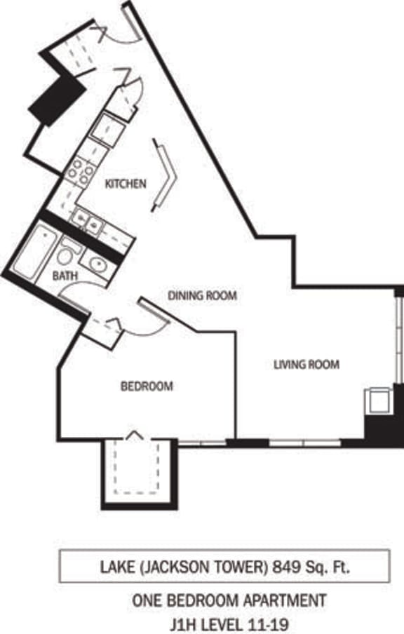Galtier Towers Lake Floor Plan Galtier Towers Apartments in Lowertown, St. Paul, MN 1 Bedroom 1 Bath Apartment