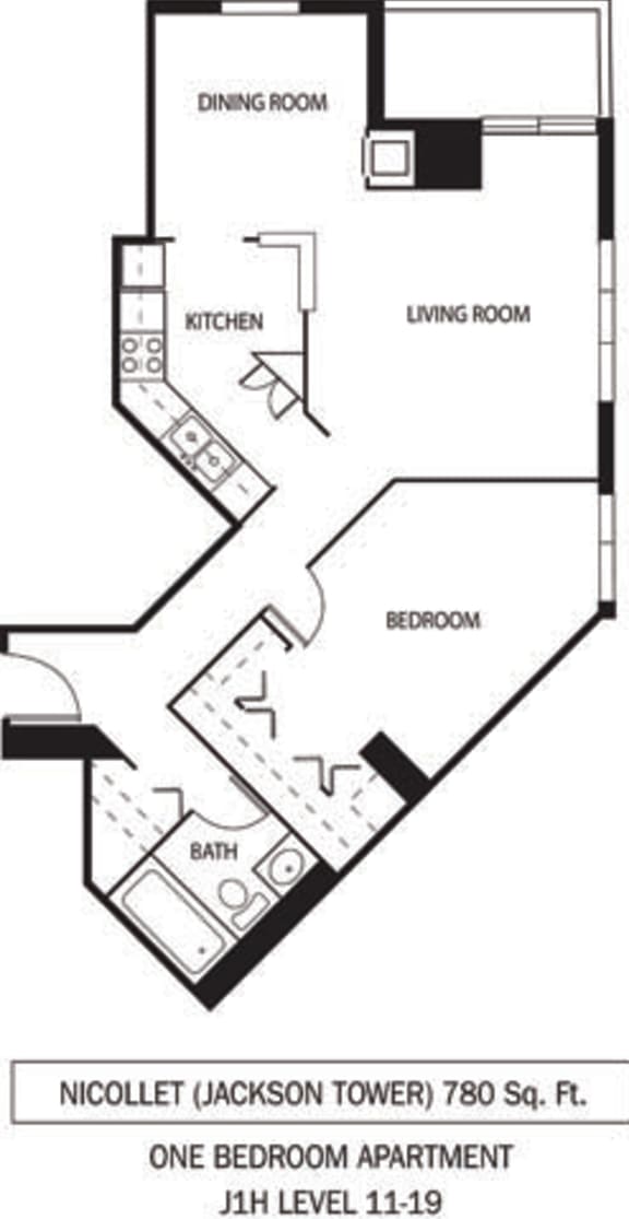 Galtier Towers Nicollet Floor Plan Galtier Towers Apartments in Lowertown, St. Paul, MN 1 Bedroom 1 Bath Apartment