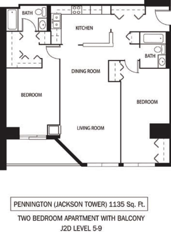 Galtier Towers Pennington Floor Plan Galtier Towers Apartments in Lowertown, St. Paul, MN 2 Bedroom 2 Bath Apartment