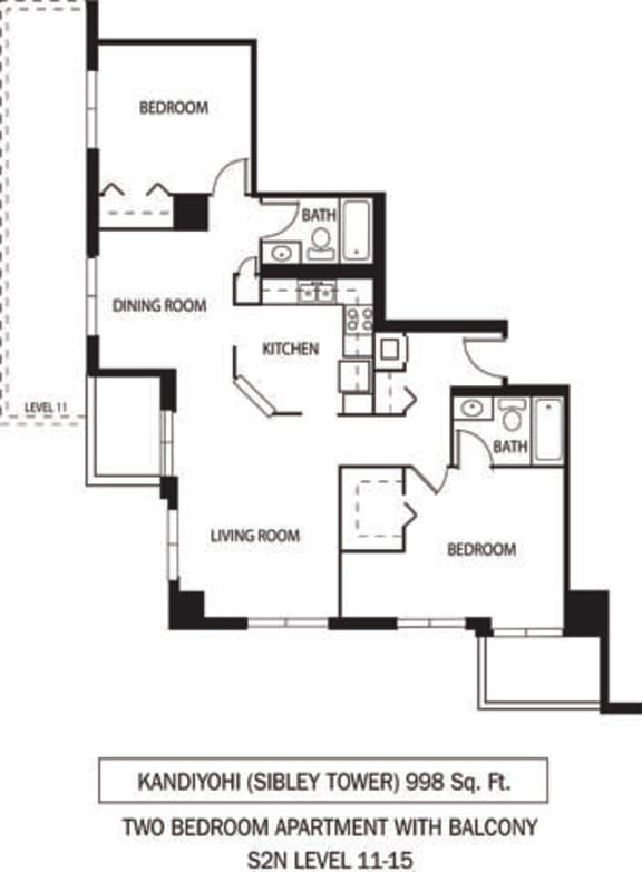 Galtier Towers Kandiyohi Floor Plan Galtier Towers Apartments in Lowertown, St. Paul, MN 2 Bedroom 2 Bath Apartment