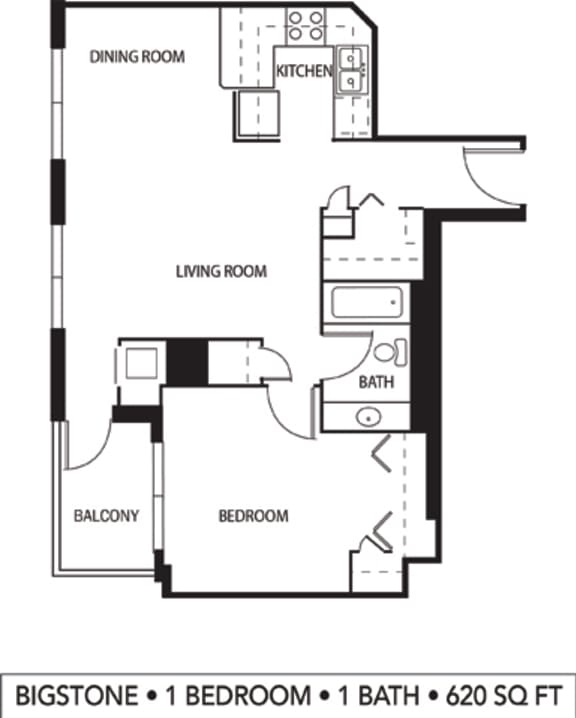 Galtier Towers Big Stone Floor Plan Galtier Towers Apartments in Lowertown, St. Paul, MN 1 Bedroom 1 Bath Apartment