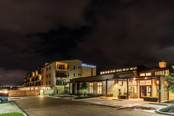 Clubhouse Exterior In Night at Dwell at Legacy, San Antonio, 78259