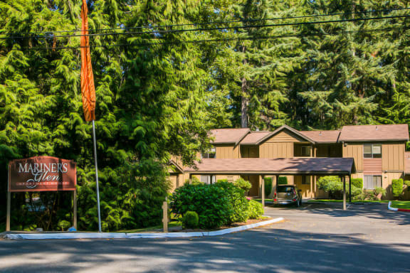 Entrace at Mariner's Glen Apartment Homes in Port Orchard, WA with Beautiful Forest Setting