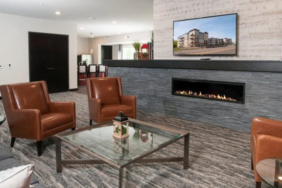 Clubhouse with Fireplace at Overlook on the Creek, Minnetonka