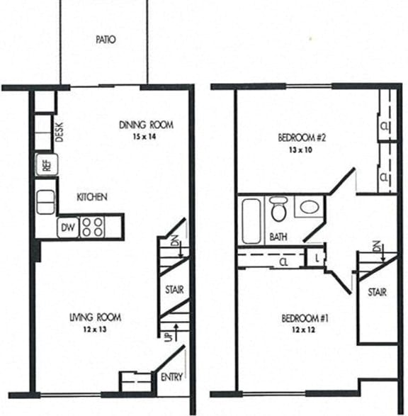 Two Bed Room Floor Plan at Arbor Pointe Townhomes, Michigan, 49037-2040 Two Bed Room Floor Plan at Arbor Pointe Townhomes, Michigan, 49037-2040