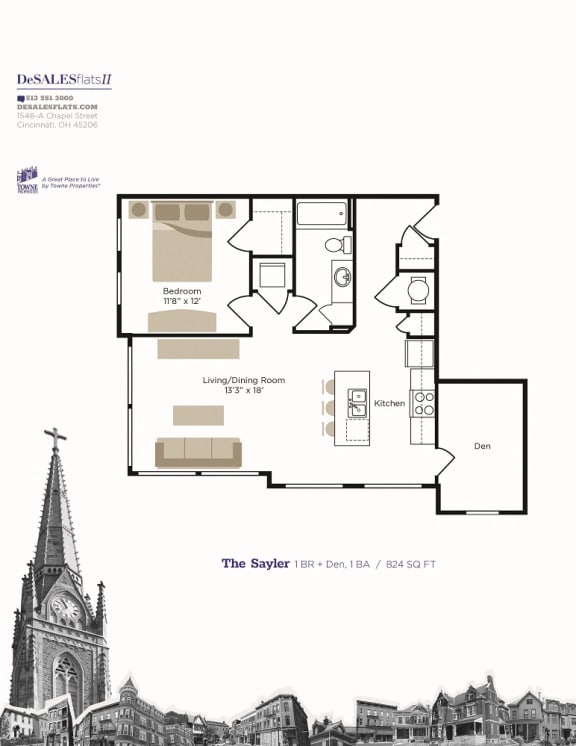 Floor Plans of Desales Flats Apartments in Walnut Hills Cincinnati, OH