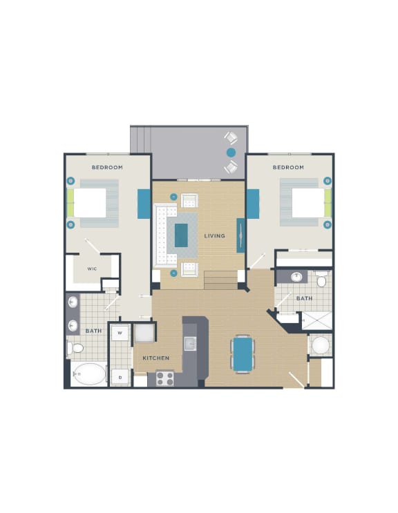 712b1130 Floor plan 2 Bed 2 Bath 1,130 Sq. Ft Floor plan at 712 Tucker, North Carolina, 27603