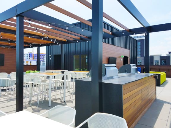 Rooftop Pergola with Grills and Tables