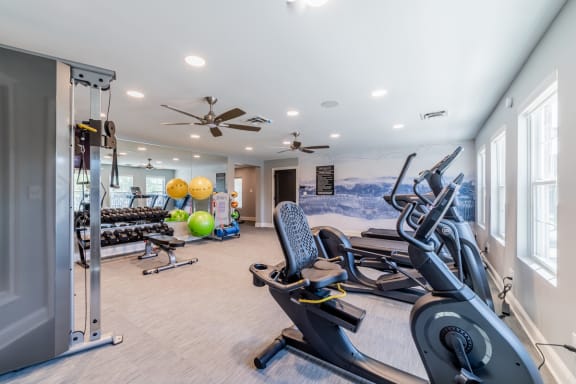 Spin bikes in gym at Governor Square Apartments, Carmel, IN