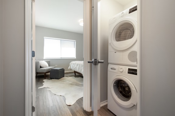 Modern Laundry Room at Park Heights by the Lake Apartments, Chicago, IL, 60649