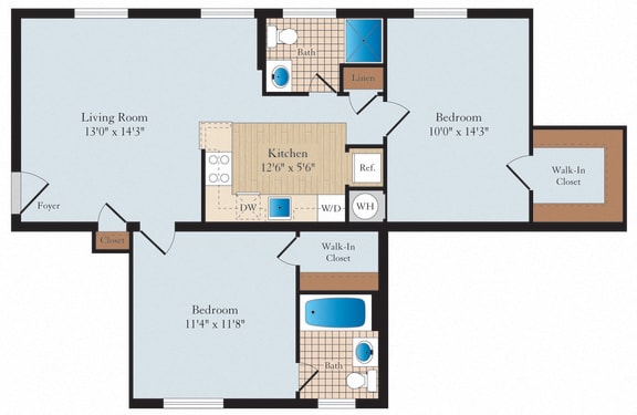 2 Bed 1 Bath B04 Floor Plan 2 Bed 1 Bath B04 Floor Plan at Myerton, Arlington