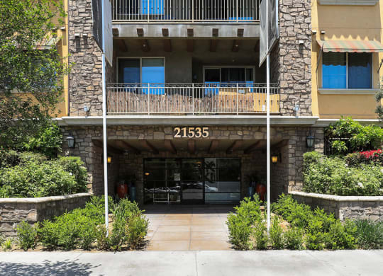 front street entrance at the verandas apartments in topanga canyon california