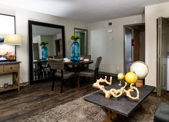 Living Room With Dining Area at Chateaux Dupre  Apartments, The Barvin Group, Houston, Texas