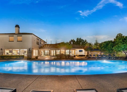 Resort Style Pool and Sun Deck at Ascent at the Galleria in Roseville, California