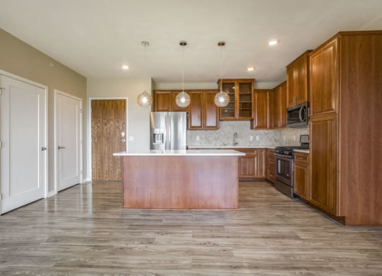 Ascend at Woodbury premium three-bedroom apartment with quartz countertops in kitchen
