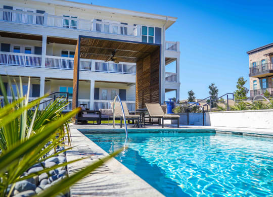 resort pool with cabana