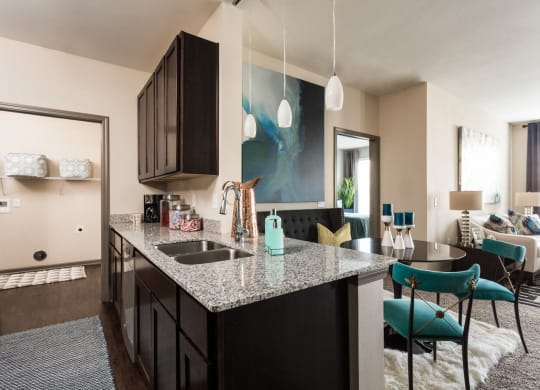 Open Kitchen Design with Pendant Lights at The Avenue at Polaris Apartments, Ohio, 43240