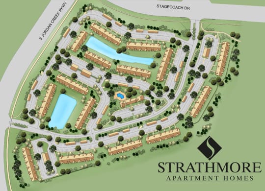 Beautiful Park Like Grounds at Strathmore Apartment Homes in West Des Moines Iowa