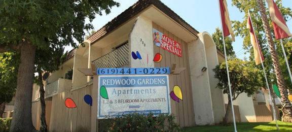 Exterior building with community sign 