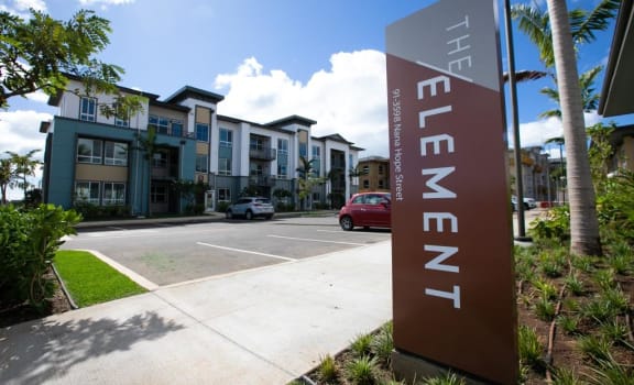 The Element West Oahu Apartments signage and pathway