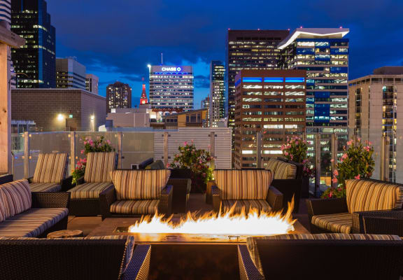Rooftop Lounge With Fireplace at 2020 Lawrence, Colorado, 80205