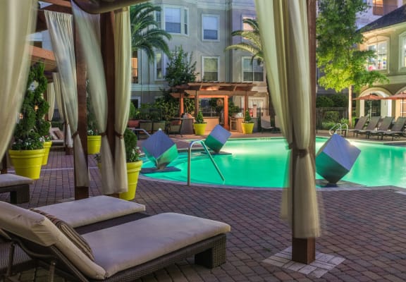 Picturesque Pool And Cabana Setting at Providence Uptown, Houston, Texas