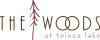 The Woods At Toluca Lake community logo with tree icon.  Colors used are brown and darker pink.