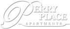 White Logo for Perry Place Apartments, Michigan