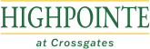 a green background with a yellow line and the words highpoint at crossings