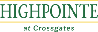 a green background with a yellow line and the words highpoint at crossings