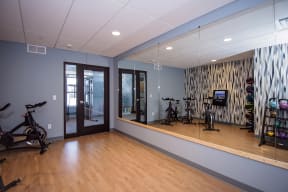 Fitness Studio with Large Wall Mirrors