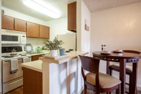 Kitchen dining area at Casa Bella Apartments in Tucson AZ 4-2020