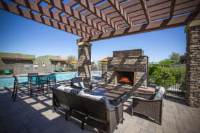 Outdoor Fireplace at Avilla Victoria in Queen Creek Arizona 2021 3