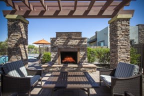 Outdoor Fireplace at Avilla Victoria in Queen Creek Arizona 2021