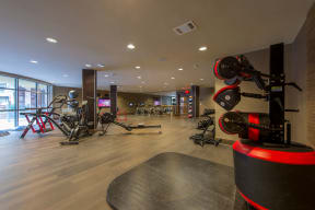 Fitness Center With Updated Equipment at The Heights at Woodland Park Apartments, The Barvin Group, Houston, TX, 77009