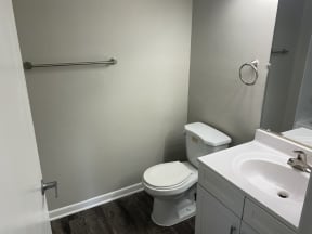 bathroom with upgraded hardware in Platinum upgrade unit