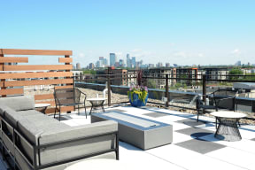 Fire Pit On Rooftop At Revel Apartments In Minneapolis, MN