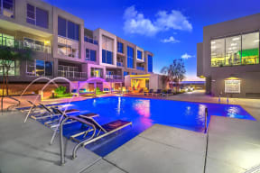 Henderson NV Apartments - Vantage Lofts Luxury Resort Style Pool at Night