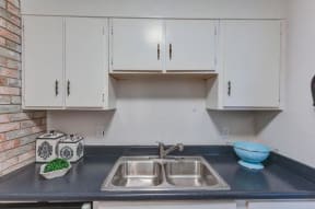 Renovated kitchen with double bowl sink at The Creek at St Andrews, Columbia, SC, 29210