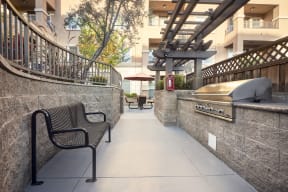 Outdoor grill and seating area