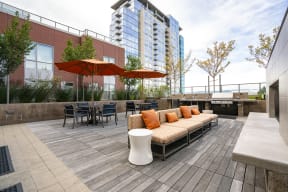 Outdoor grill and seating area