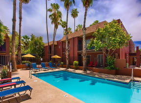 Pool Side Relaxing Area at Fountain Plaza Apartments, 2345 N. Craycroft
