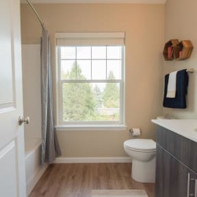 Bathroom with large window  Happy Valley, OR Apts for rent Latitude