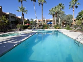 Pool, Pool Patio & Spa at Casa Bella Apartments in Tucson, AZ