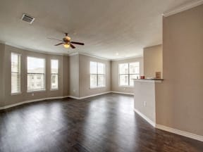 Vacant apartment showing open concept living room